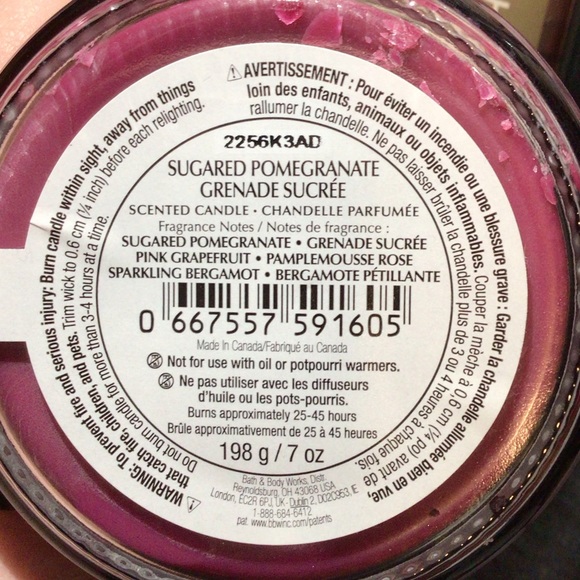Bath and Body Works “Sugared Pomegranate” Candle (SOLD) - Picture 4 of 4